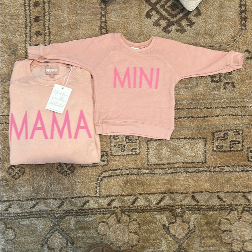 Pink 'Mama' and 'Mini' Sweatshirt Set